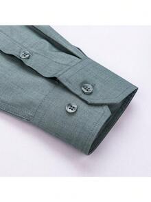 Men's Business Dress Shirts, 38% Bamboo Fiber, 62% Polyamide, Long-Sleeved, No-Iron, With A Slim Fit. Bamboo Fiber: Offers Good Moisture Absorption And Breathability, Is Comfortable To Wear And Naturally Antibacterial. It Is Wear-Resistant And Firm, Making The Shirt Less Prone To Deformation. - 苔蘚綠 - 查看 3