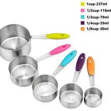 10pcs Silicone Handle Stainless Steel Measuring Cup Set, Kitchen Baking Tools, Includes Coffee Scoop, Spice Scoop, Liquid Measuring Tools, Flour Measuring Tools, Baking Accessories - Multicolor - View 7
