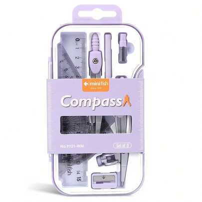 9 st/set professionella ritverktyg för elever, inklusive kompass, linjal, triangel, gradskiva, pennvässare. Tillbaka till skolan, nyårspresent