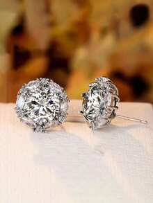 1 Đôi bông tai đính đá Cubic Zirconia tuyệt đẹp dành cho nữ, thích hợp làm quà tặng đám cưới, lễ đính hôn, kỷ niệm, tiệc tùng hoặc quà Valentine. - trắng - Xem 3