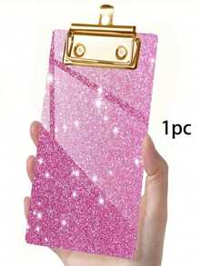 4" X 6" Acrylic Clipboard, Mini Fashionable Glitter Clipboard Designed For Classroom, School And Office, Easy To Fit In Large Pockets, Wallets And Small Notebooks