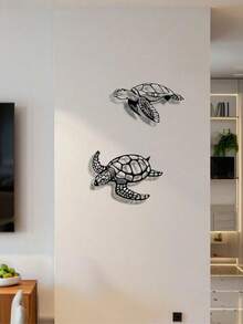 1pc Vintage Metal Sea Turtle Wall Art Decor, Coastal Decor Wall Hanging, Ocean Inspired Design, High Quality Durable Metal Art Wall Decor, Suitable For Indoor/Outdoor Wall Decoration, Home Decor, Bedroom, Living Room, Garden, Patio, Ideal Housewarming, Holiday, Birthday Gift - Multicolor - View 2