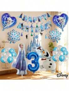 54pcs Snowman Standing Anna Princess Number Balloon Set Theme Birthday Party Decoration Balloons - Multicolor - View 2