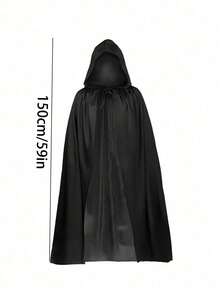 1件男女通用成人黑色薄纱针织连帽斗篷披风，单层设计，适合扮演女巫、吸血鬼、精灵、参加化装舞会、万圣节、圣诞派对等场合，长度5.58英尺（约1.7米）。 - 彩色 - 查看 4