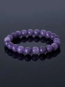 1件幸运灵气手链，紫色天使石疗愈水晶手链，带来好运、勇气、财富和正能量，是送给男女的灵性冥想饰品礼物。 - 紫色 - 查看 6