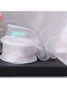 4cm Width 10/50 Yards Rainbow Organza Ribbon, Transparent Wide Craft Ribbon Suitable For Flowers, Bouquets, Wreaths, Weddings, Birthday Parties, Christmas Gifts, Hair Accessories, Decorations And More - Multicolor - View 14