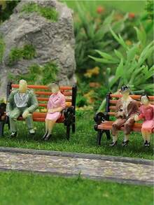 5 piezas Sillas de jardín en escala 1:30/50/75/100/150, Sillas en miniatura para muñecas, Construcción de calle ferroviaria y jardín, Decoración del hogar, Juguetes - Multicolor - Ver 4