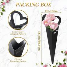 3/5/10 件套装 - 包装在心形花束礼盒中，内含花束纸袋和单朵花纸套，适合情人节、婚礼和母亲节。 - 黑色 - 查看 2