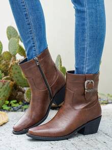 Giày bốt cao bồi nữ kiểu phương Tây mới, mang phong cách châu Âu và Mỹ, với họa tiết thêu truyền thống, kiểu dáng thoải mái, mũi vuông, gót thấp, đế chống trượt, chống mài mòn và không gây mỏi, phù hợp cho các bữa tiệc cao bồi và thời trang đường phố trong các lễ hội hàng ngày. - màu nâu - Xem 7