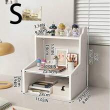 1 Piece Large Desktop Storage Box, Minimalist And Fashionable Multifunctional Desk Shelf For Bedroom And Office Use - White - View 4