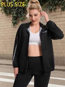 Plus Size Women's Sauna Suit Set, Gym Workout Jacket, Women's Sweat Suit Set Sports Black - Black - View 4
