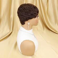 Peluca de corte pixie negro elegante para mujeres - Estilo bob de 6", peluca de corte pixie de 150% de densidad, peluca de corte pixie corto elegante para mujeres - Peluca de corte bob pixie corto con red de rosa, cabello humano natural, aspecto natural para uso diario, festivales de música y fiestas. Peluca versátil con flequillo, fácil de peinar para uso diario, fiestas, vacaciones. Peluca de cabello corto, accesorio de fiesta, textura suave con capas de corte pixie, cabello realista - Multicolor - Ver 14