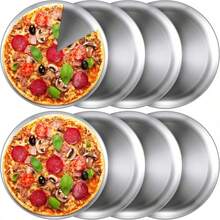 8pcs/Set 6.7inch/17cm Stainless Steel Round Pizza Baking Pans, Oven , Durable & Easy To Clean For Home Kitchen & Restaurant - Multicolor - View 14