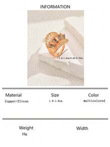 1 pieza Anillo ajustable asimétrico tallado hueco y único de estilo vintage, adecuado para fiestas de noche de mujeres, regalo de Ramadán - Multicolor - Ver 12