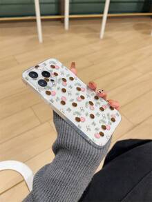 1pc Thick Transparent Anti-Drop UV Painted Pink TPU Phone Case With Cute Cherry Pattern Design, Compatible With Iphone, Galaxy Series, Provides Lens Protection And Can Be Used As A Protective Cover, Ideal Gift For New Year, Christmas, Halloween Or Valentine's Day For Family, Friends, Colleagues - Multicolor - View 3