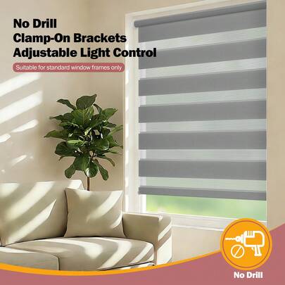 Persiana enrollable de cebra sin necesidad de taladrar, fácil instalación, sin herramientas necesarias, sin electricidad requerida, decorativa, adecuada para el hogar, la oficina, la cocina, el dormitorio, multiescenarios