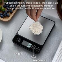 10kg/22.05lb High Precision Digital Kitchen Scale, 1g Accuracy, Large LCD Display, Electronic Food Scale, Coffee Measuring Scale, 6 Unit Conversion: G/Kg/Oz/Lb/Ml/Milk Ml (Batteries Not Included) - Multicolor - View 3