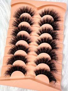 7 Pairs 3D Faux Mink Eyelashes, Natural & Thick, Curled & Lengthened Lashes, Strip Eyelashes - 8D036-7dui - View 8