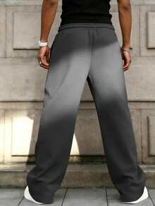 1pc Men's Drawstring Waist Loose Wide Leg Casual Sweatpants, Suitable For Autumn/Winter Spring - Dark Grey - View 2