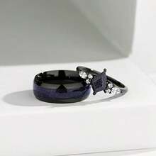 GRBBN Anillos De Compromiso Para Ella - Anillos s Para Mujer Anillos De Compromiso Con Arenisca Azul En Forma De Cometa Chapados Con Rodio Anillos A Juego Para Parejas Alianzas De Boda Para Ella - como en la foto - Ver 5