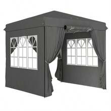2.5 X 2.5 M Gazebo, Water-Repellent, Robust, Foldable And Winter-Resistant, UV 50+ Protection, Folding Party Tent, Garden Tent With 4 Side Panels And Storage Bag, Garden Pavilion For Camping, Dark Grey - 灰色 - 查看 1