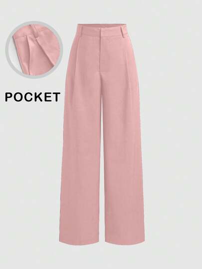 Mono de diseño minimalista Vela Rue con cierre de gancho y cremallera, pantalones ligeros y transparentes de longitud completa, pantalones de traje azul marino sólido, pantalones anchos adelgazantes, de moda para todas las estaciones