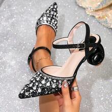Giày sandal cao gót nữ, giày bít mũi cao gót nữ, sandal mũi nhọn, sandal đính đá, sandal quai khoét rỗng, sandal gót bất đối xứng, sandal cao gót nhẹ và thoải mái, sandal cao gót gợi cảm, quyến rũ, thanh lịch, sandal cao gót phù hợp mọi mùa, thích hợp cho đám cưới, tiệc tùng, bãi biển, hoạt động ngoài trời, ngày Valentine. - màu đen - Xem 11