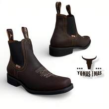 COMFORTABLE BOOTS, GENUINE LEATHER, GOODYEAR WELT RINGLE STITCHING SYSTEM, COWBOY - 紅木色 - 查看 7