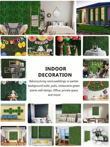 1/10/20片装塑料人造黄杨木植物墙，防紫外线隐私屏风，人造绿篱草垫（25x25厘米/10x10英寸），适用于圣诞装饰、背景墙、家居、花园、庭院、派对墙面装饰（含扎带） - 綠色 - 查看 8