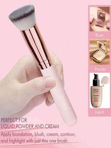 1支扁平粉底刷，适用于混合液体、膏状和粉状化妆品 - 可用于晕染、点涂、凝胶妆效 - 便携式旅行歌舞伎刷，粉底刷 - 彩色 - 查看 1