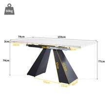 Five-Piece Dining Set With Extendable Marble Top (Seats 4), Four Grey Velvet Chairs, Black Tabletop Shelf - Grey - View 2