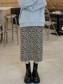 Leopard Print A-Line Skirt, High Waist Women Skirt - Multicolor - View 8