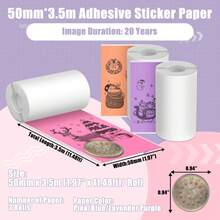 Self-Adhesive Thermal Sticker Paper, 53x28mm Mini Printer Paper, Compatible With Most Mini Thermal Printer HD Printing For Receipt Printers Instant Camera - Multicolor - View 3