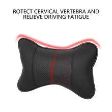 1pc Car Headrest Neck Support Cushion Pillow, Breathable Mesh Fabric, PU Leather Sides, Fiber Filled, Universal Car Neck Pillow To Relieve Headache - Multicolor - View 6