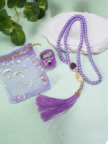 6*99pcs Rhinestone Candy Bag Counter & Pearl Rosary Set Combo - Multicolor - View 6