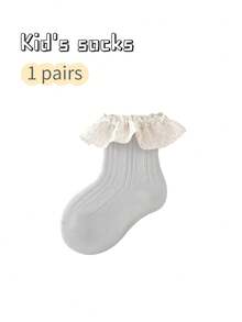 1 Pair Girls' Floral Lace Trim Princess Knee High Socks, Toddler Leg Warmers - Multicolor - View 8