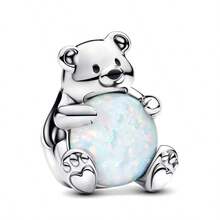 1pc Fashionable Heart-Shaped Bear Pendant, Silver Plated, Suitable For Bracelet, Necklace, DIY Holiday Gift