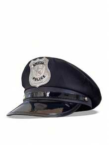 1 st europeisk och amerikansk poliskeps, svart vuxenpolisuniform frestelse rekvisita Platt topp oktagonhatt, lämplig för festtillbehör - Multifärgad - Visa 9