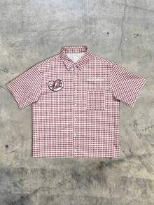 Men's Pink Plaid Shirt, Loose Fit Plaid Long Sleeve Top, Slim Fit Cotton-Like Casual Retro Button-Down Shirt - Multicolor - View 3