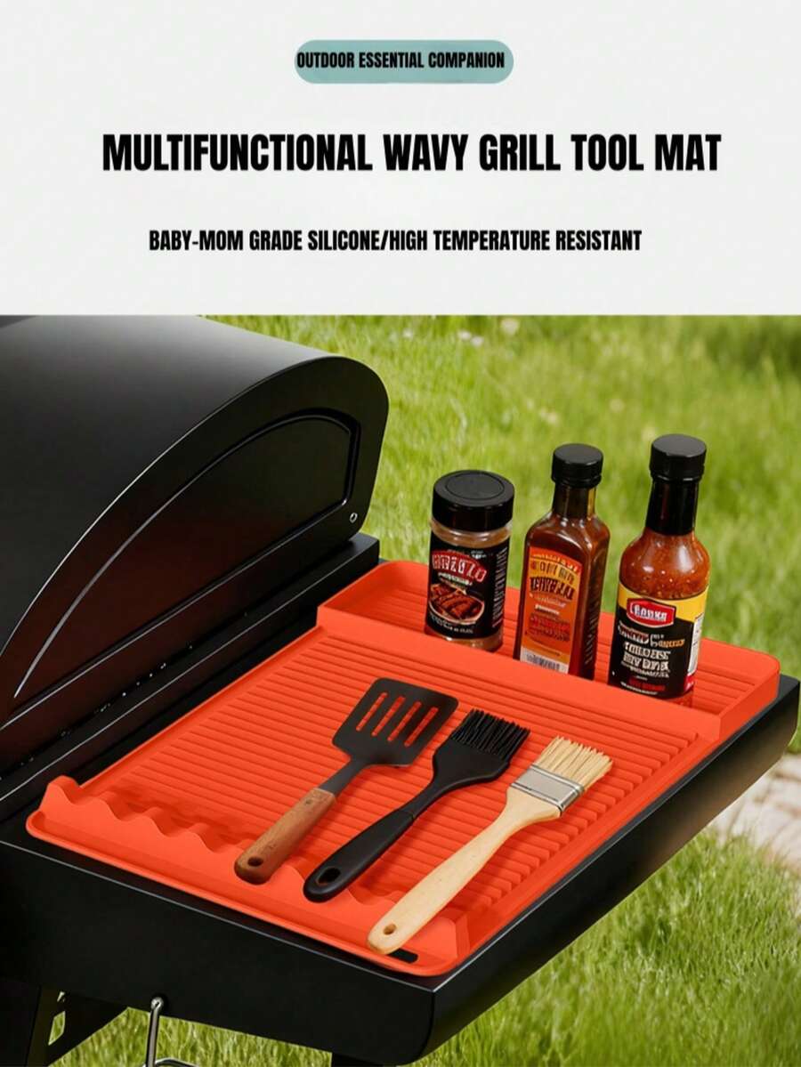 HIGH TEMPERATURE RESISTANT BABY-MOM GRADE SILICONE GRILL PROTECTOR MAT, THICKENED SLIP-RESISTANT HEAT-RESISTANT HANGABLE OIL-DRAINING BAKING SHEET LINER, INS-STYLE HIGH-AESTHETIC STRONG SUPPORT BLACKSTONE GRILL SPECIALIZED TOOL MAT, UNIVERSAL FOR BACKYARD PARTIES, CAMPING BARBECUES, FRIENDS' GATHERINGS, HOME BAKING, KITCHEN PREP & DAILY COOKING - Multicolor - View 1