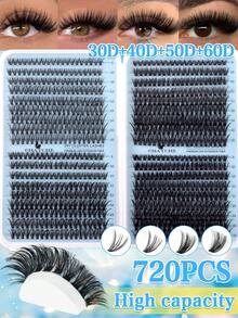 720/666/648pcs D-Curl Individual False Eyelashes Set, Includes Glue, Applicator, Brush, DIY Eyelash Extension Tools, Suitable For Beginners, Large Capacity Lash Book, Mixed Styles, Soft & Fluffy False Lashes, Natural & Reusable Individual Lashes With Adhesive, Easy To Use For Daily, Wedding, Night Party Eye Makeup - Multicolor - View 21