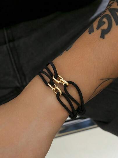 1 chiếc vòng tay kiểu dáng hình học tối giản, unisex, có thể điều chỉnh kích thước, thiết kế hình chữ thập, phụ kiện dây đeo cá nhân hóa, trang sức cao cấp đeo hàng ngày.