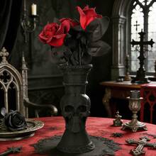1 chiếc bình chạm khắc hình đầu lâu kiểu Gothic tối màu, đồ trang trí nhà cửa phong cách cổ điển tối màu, vật trang trí nội thất cá tính độc đáo, bình nghệ thuật màu đen sần sùi, thích hợp để tạo không khí lễ hội / trang trí nhà cửa theo phong cách khác biệt. - Nhiều màu - Xem 3