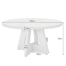 Tribesigns Farmhouse Dining Table, 120 Cm Round Dinner Table For 4, Rustic Wood Dining Room Table For Home Dining Room Living Room (Easy Assembly)(White) - White - View 3