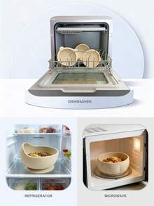 1个米色硅胶婴儿碗，大开口，底部防滑吸盘，柔软舒适，适合日常喂食 - 杏色 - 查看 11