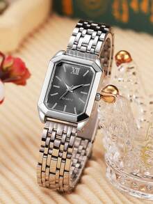 Bộ 6 món đồng hồ dành cho tuổi teen - Dây đeo bạc, đồng hồ thạch anh bằng thép không gỉ thanh lịch kèm mặt dây chuyền, vòng tay, nhẫn, bông tai, món quà sinh nhật tuyệt vời nhất dành cho phái nữ, phù hợp cho sử dụng hàng ngày, dự tiệc, đi học. - Bạc - Xem 6