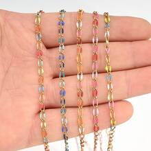 1m Cadena de joyería de acero inoxidable esmaltada, cadena con forma de labios esmaltada por ambos lados, cadena ovalada esmaltada, para hacer joyería, decoración de zapatos, bolsos y ropa - Multicolor - Ver 9