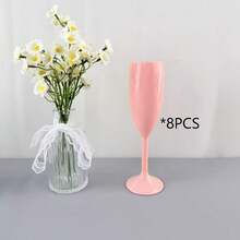 6盎司/170毫升可重复使用塑料香槟杯，白色/粉色/黑色/圣诞派对款，多用途，是派对、祝酒、圣诞节、情人节、户外活动和露营的理想之选。