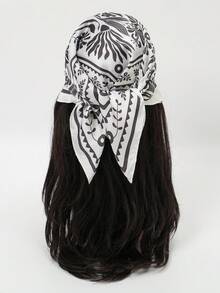 1pc Bandana With New Geometric Print, Bohemian Style Headscarf, Neckerchief, Hair Tie For Women - Multicolor - View 7