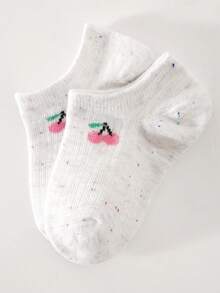 1/6/12/24 Pairs Spring/Summer Kids Socks, Colorful Short Socks & Invisible Socks, Cute Cherry Pattern, Comfortable Soft Casual Breathable Moisture-Wicking, Suitable For Holidays, Travel, Back To School, Daily Wear, Random Color & Style - Multicolor - View 3
